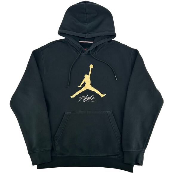 Jordan Other - Mens Black Gold Nike Jordan Jumpman Flight Fleece Essential Baseline Hoodie Sz S